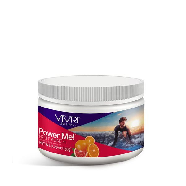 VIVRI Power Me! Fruit Punch Flavor, 30 Servings, Green Tea, Guarana, Yerba Mate, B-Complex and Naturally Sweetened