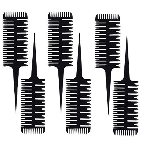 DKAF 6 Pcs 3-Way Weaving & Sectioning Foiling Comb, Professional 3-Sided Highlighting Sectioning Comb for Hair Coloring, Highlighting, Balayage, Microbraiding