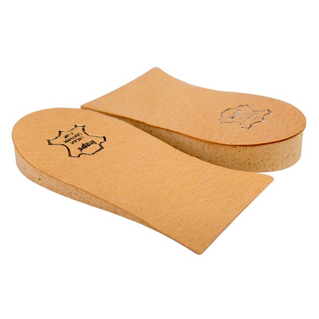 Kaps Heel Lift Elevator, Heel Raise, Heel Pad, Orthotic Wedge, Shoe Pad, Many Widths and Heights, Leather Cover, Supplied to NHS, Beige, height 20 mm / 0.8 inch - size M