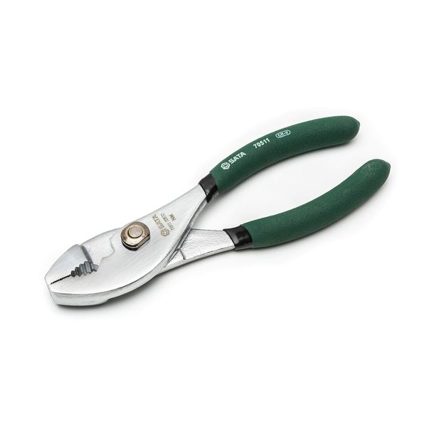 SATA ST70511ST 6-Inch Slip-Joint Pliers and Chrome Vanadium Steel Body, with Green Handles and Rivet Joint Assembly