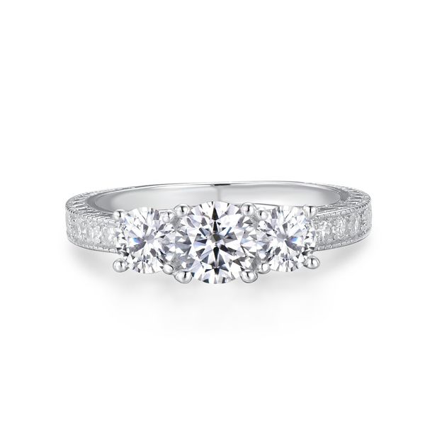 Ladies Hallmarked Sterling 925 Solid Silver 3 Stone White Sapphire Eternity Ring (M)