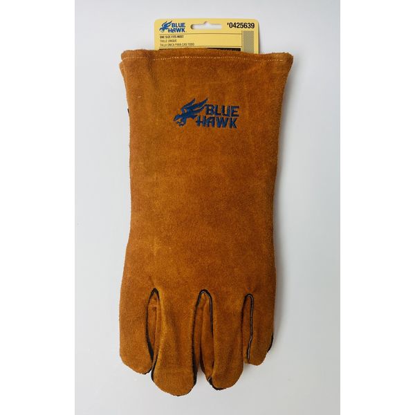Welding Gloves Blue Hawk Leather One Size W/ Cotton Lining Size Large/XLarge