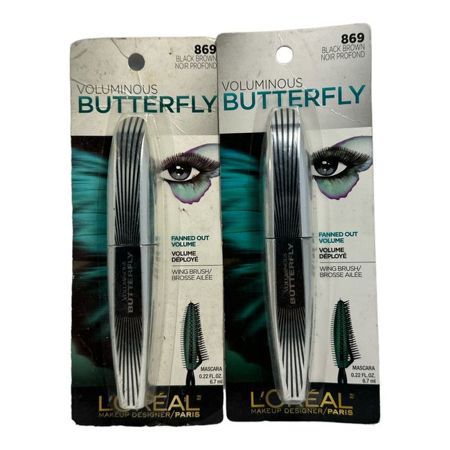 L'Oreal Voluminous Butterfly Fanned Out Volume Mascara (Black Brown) LOT OF 2