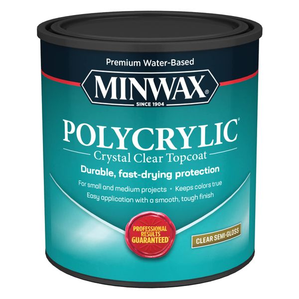 qt Minwax 64444 Clear Polycrylic Water-Based Protective Finish Semi-Gloss