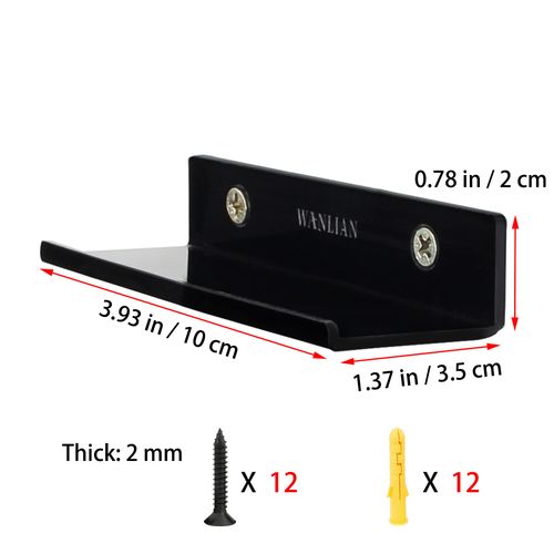 WANLIAN Vinyl Record Wall Mount Plates Shelf 6-Piece Set, Record Shelf Can Display Your Favourite Records or Collectibles, Listen to LP at Home or in the Office (Black)