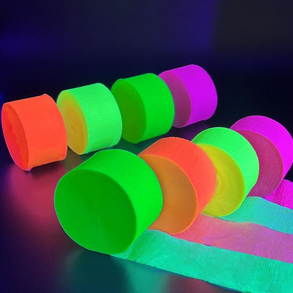 1320feet Blacklight Party Streamer Decorations 12 Rolls Glow Crepe Paper UV Reactive Fluorescent Neon Paper Streamers Glow Party Supplies and Decorations for Wedding,Birthday,Neon Party,Fiesta Party