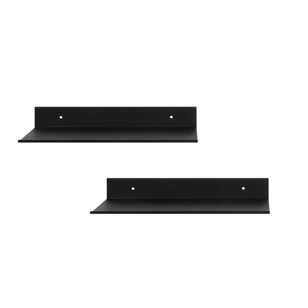 Z metnal Small Decor Shelves, Mini Floating Display Wall Shelf for Smart Speaker Collectables, Aluminum, Wall Mounted, Matt Black,12 x 5 inch,1ft Wide, 2 Pack