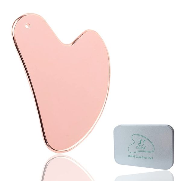 Ditind Stainless Steel Gua Sha Facial Tools, Rose Gold Gua Sha Tool, Stainless Steel Guasha Tool for Facial and Body SPA, Guasha Massage for Toxins Prevents Wrinkles and Body SPA Acupuncture Therapy