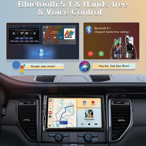 7 Inch Car Stereo with Wireless Apple CarPlay,Double Din Car Radio Androdi Auto,Bluetooth 5.2,IPS 1024 * 600 Display,FM Radio, Backup Camera,Online Navigation,178 * 100mm,Car Audio Receivers