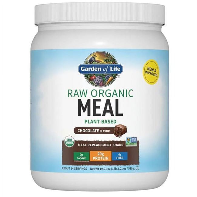 Raw Organic Meal Powder, Chocolate Cacao, 20G Protein, 1.1Lb, 17.9Oz