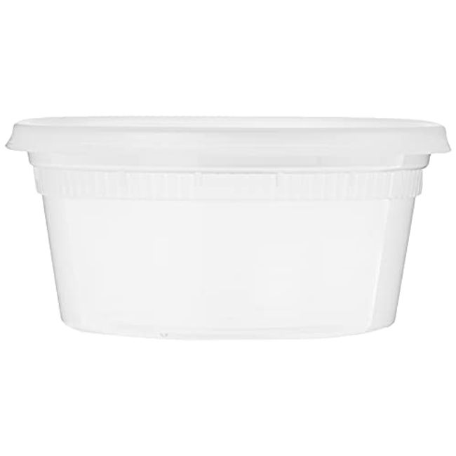 Asporto 8 oz Round Clear Plastic Soup Container - with Lid, Microwavable -  4 1/2 x 4 1/2 x 1 3/4 - 100 count box