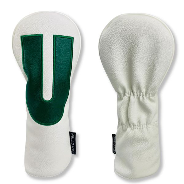 Headcover, Golf, Stylish, Cool, Big Number Headcover, Prevents Counting Mistakes, Waterproof, Premium PU Material, Effectively Protects Heads, Hybrid (White, UT)