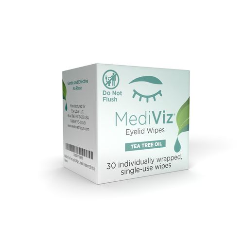 Mediviz Tea Tree Eyelid Wipes - Hypoallergenic Formula Helps Irritated, Crusty Eyelids and Meibomian Glands - 30 Pack