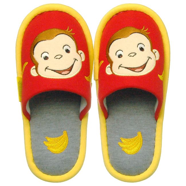 Nippon Slippers Slippers Curious George Applique 18-20cm Red 220103