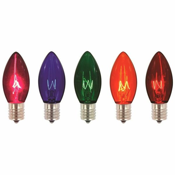 25-PK C9 MULTI TWINKLE Light Bulb BLINKING Transparent 7W Christmas 1640-00