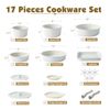17 Piece Nonstick Cookware Set Removable Handle Induction Safe Easy Storage New