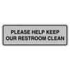 Standard Please Help Keep Our Restroom Clean Wall or Door Sign - Lt Gray - Large