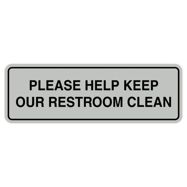 Standard Please Help Keep Our Restroom Clean Wall or Door Sign - Lt Gray - Large