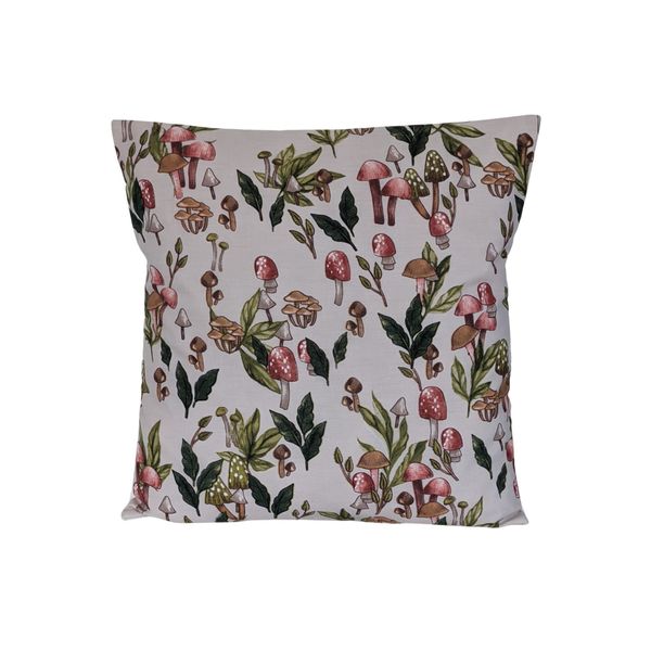 Autumn Toadstool Mushroom Cream Cushion Cover 16"