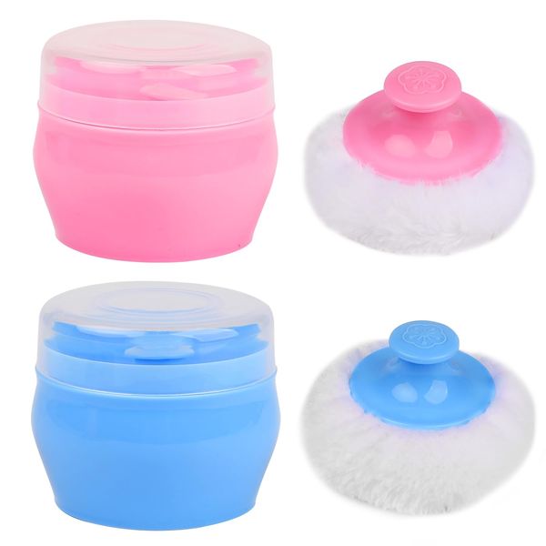 JNAWA 2 Pieces Baby Powder Puff Box Drum Fluffy Powder Puff Box Baby Care Powder Box Children Portable Sponge Box Body Fluff Powder Puff Box