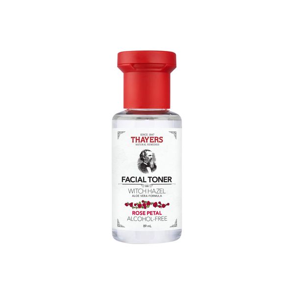 THAYERS AlcoholFree Witch Hazel Facial Toner with Aloe Vera Formula , Clear, Rose Petal, 3 Fl Oz