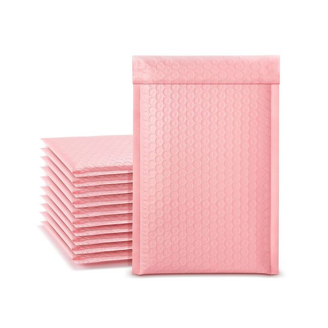 Supfive Pink 10x20cm 50pcs Waterproof Self Sealing Padded Envelopes Cute Packing Envelopes Shipping Bags