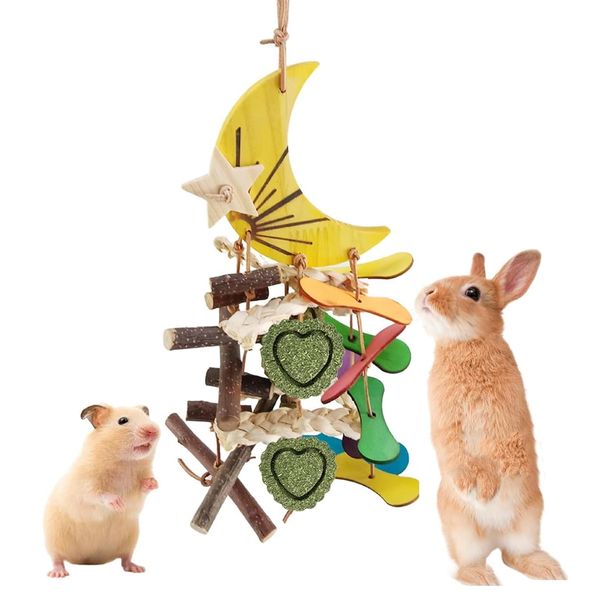 MQFORU Rabbit Hanging Toys, Chinchilla Chew Toys, Guinea Pig Toys, Small Animal Toys, Bunny Treats Toys Cage Accessories for Teeth, Hamsters Rats Toys for Snacks, Food Grade Materials Dyes