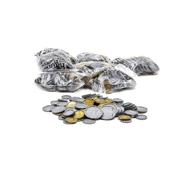 hand2mind Fake Money Coin Kit, Detailed Fake Coins, Prop Money, Toy Money, Play Money for Kids, Realistic Money, Pretend Money for Kids Learning, Play Money Set, Plastic Coins (Set of 500 Coins)