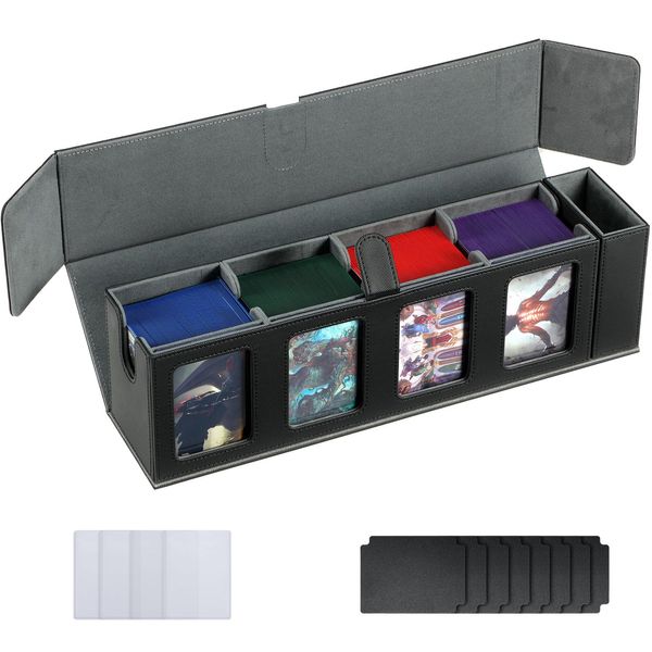 WPGEAR Trading Card Deck Case for 840 Cards, Storage Box with Display Windows for MTG Commander, PTCG, Sport Cards and Other Trading Card Games - Gray