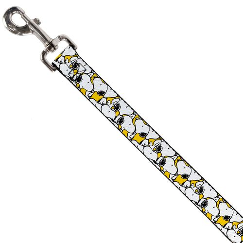 Peanuts Worldwide LLC Pet Leash, Dog Leash, Peanuts Snoopy Pose Stacked Yellow, 6 Feet Long 0.5 Inch Wide