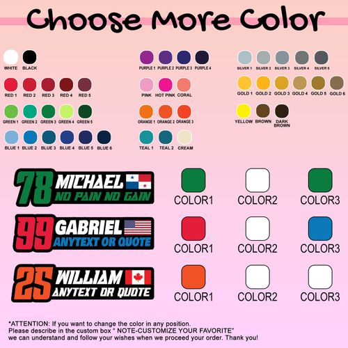 Custom Racing Sticker Personalized Country Flag Race Name Number Text Cars Bumper Car Decal Waterproof Die-Cut Vinyl Stickers for Dirt Bike Plate BMX Car Truck Decor Motorcycle Bike Motors RC Decals
