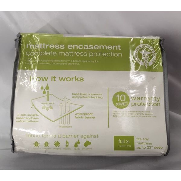 Mattress Encasement Wtr Prf Full XL Complete Cover/Barrier For Allergens/Pets