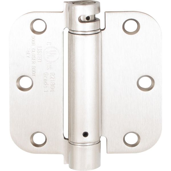 Self-Closing Door Hinge, 3-1/2 Inches, 5/8" Radius Corner, Satin Nickel by Stone