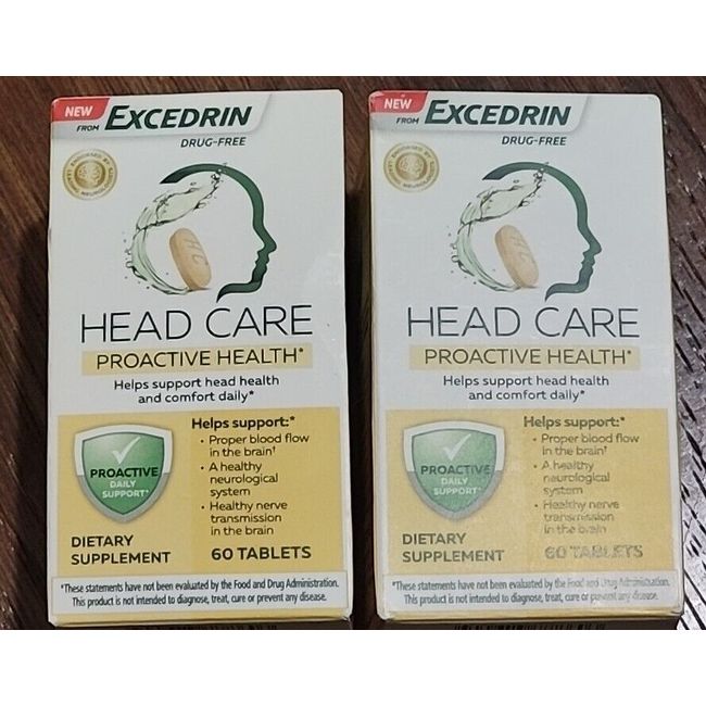 Excedrin Head Care Proactive Health  Drug Free 60 Tabs Ea.  Exp: 09/24 PACK OF 2