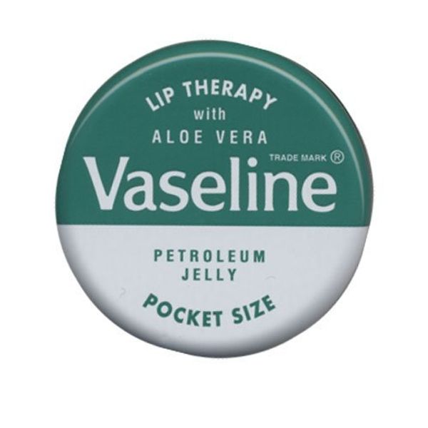 Vaseline Lip Therapy with Aloe Vera, Petroleum Jelly, Pocket Size, .7 oz (Pack of 2)