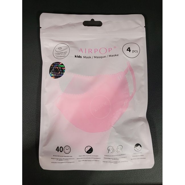 Airpop Kids Reusable Washable Face Mask, Kids Face Masks (4 Pack) - Pink