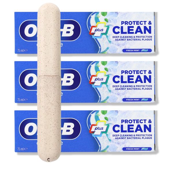 A Hadco 3 Pack Bundle - 3X Complete Plus Clean & Protect Toothpaste (3X 75ml) Fresh Mint Flavour, Plus a Hadco Toothbrush Travel Case.