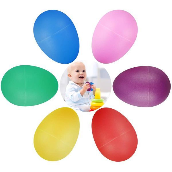 24 Stück Eier Maracas Eier Shaker Set Rasseleier Rhythmus aus Kunststoff für Baby Kleinkinder Osterpartygeschenke Musikinstrument Egg Shaker 6 Farbe