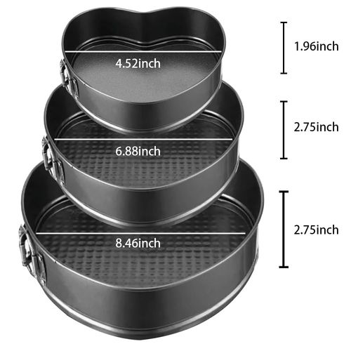 Heart Springform Cake Pan Set of 3 Non Stick Durable Cake Baking Pans with Removable Bottom Cake Molds for Baking