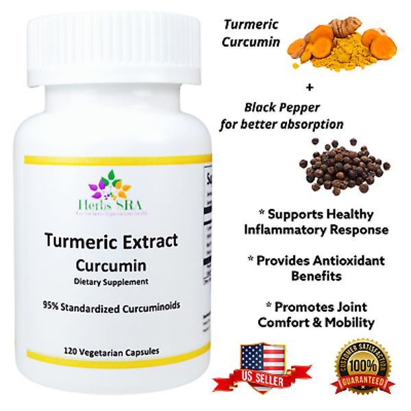 ENHANCE CIRCULATORY AND DIGESTIVE SYSTEM, 120 capsules, Turmeric Curcumin 95%.
