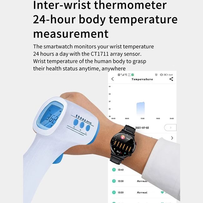 Original E400 Smart Watch ECG PPG HRV PTT Blood Sugar Blood Pressure Oxygen  Body Temperature Monitor IP68 Waterproof Smartwatch - AliExpress