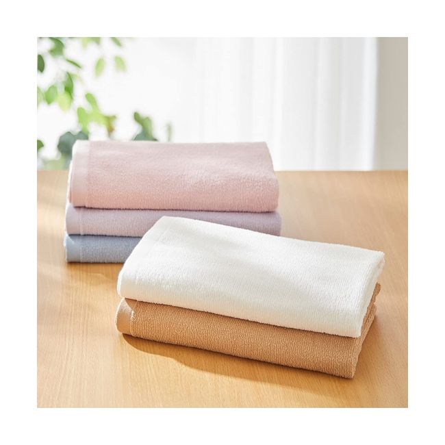 Nissen Bath Towels, Set of 5, Ultra Thin, Thin, 100% Cotton, Easy to Dry, Solid, Simple, Basic, Colorful, Approx. 23.6 x 47.2 inches (60 x 120 cm)