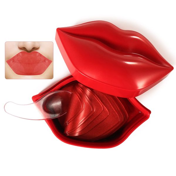 20 Stück Cherry Lip Mask, Lip Mask, Collagen Lip Mask, Feuchtigkeitsspendende Lippenmaske, Anti-Aging, Peeling, Feuchtigkeitsspendend, Geeignet für trockene und rissige Lippen