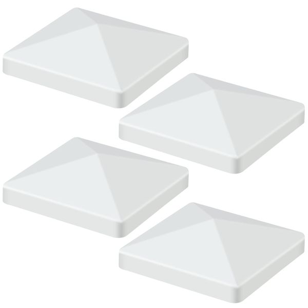 MOLIGOU 4 Pcs Vinyl Post Caps, Pyramid Post Caps for 4"×4" Vinyl Fence Post, Deck Post Cap (White)