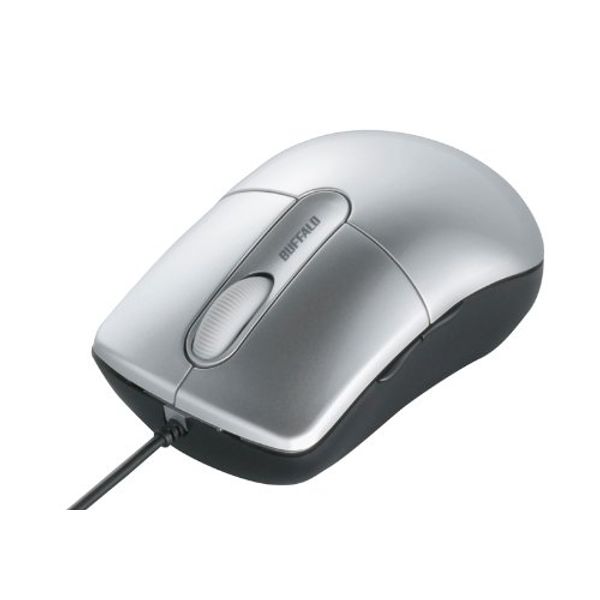 iBUFFALO USB Medium 5 Button Optical Wired Mouse with Extension Cable Silver BSMOU06MSV