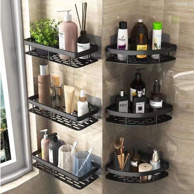 1pc-Bathroom Shelf Shower Wall Mount Shampoo Storage Holder With Suction  Cup No Drilling Kitchen Storage Bathroom Accessories