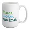 Shopagift Funny Dinosaur Mug Stomp Chomp and Roar White 15oz Large Ceramic Cup