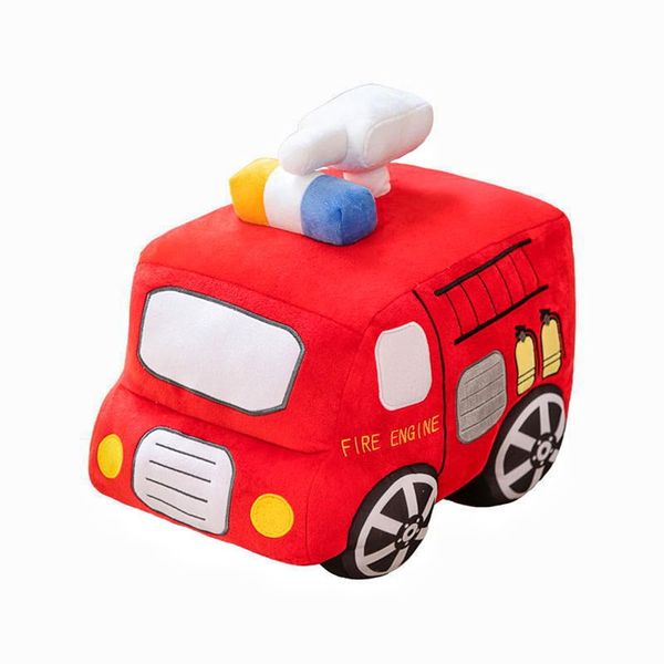 XIYUAN Bus Plush Toy car Plush Simulation School Bus Cute Cartoon Pillow Stuffed Van car Cushion Plush car Gift Cushion Children's Birthday Party Gift (11X7X6Inch) (Fire Truck)