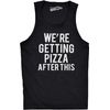 Funny Gym Tank for Men – were Getting Pizza After This Graphic Tee – Lightweight Cotton Blend – Workout Tank Top for Fitness Humor and Pizza Lovers - Black S