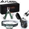 Flissa 3PCS Waterproof LED Headlamp & Windproof Lighters 12 in 1 Multitool Plier